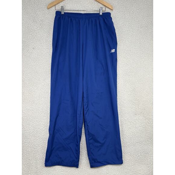 Vintage New Balance Mens Large Royal Blue Track Pants Warmup Baggy Ankle Zips - Picture 1 of 9